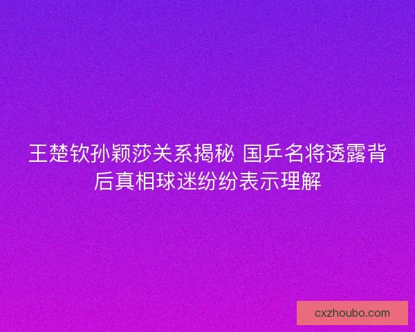 王楚钦孙颖莎关系揭秘 国乒名将透露背后真相球迷纷纷表示理解