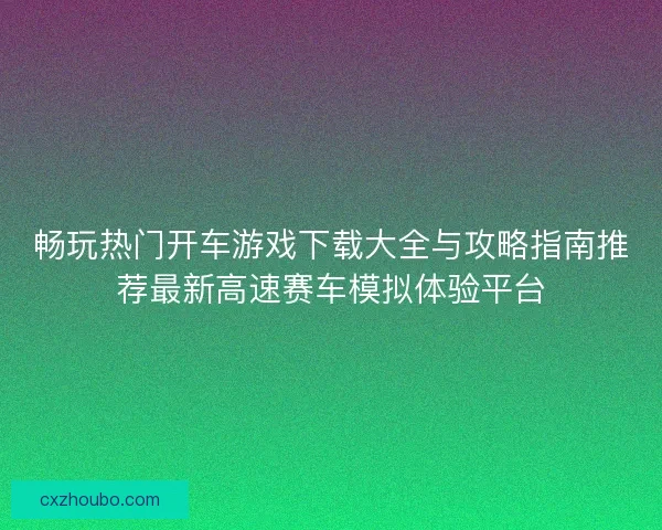 畅玩热门开车游戏下载大全与攻略指南推荐最新高速赛车模拟体验平台