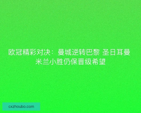 欧冠精彩对决:曼城逆转巴黎 圣日耳曼 米兰小胜仍保晋级希望 欧冠精彩对决:曼城逆转巴黎 圣日耳曼 米兰小胜仍保晋级希望